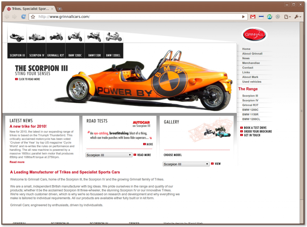 Trikes, Specialist Sports Cars and Kit Car Manufacturer from Grinnall Cars