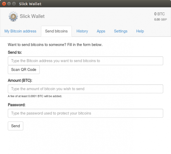 Slick Wallet - Sending bitcoins