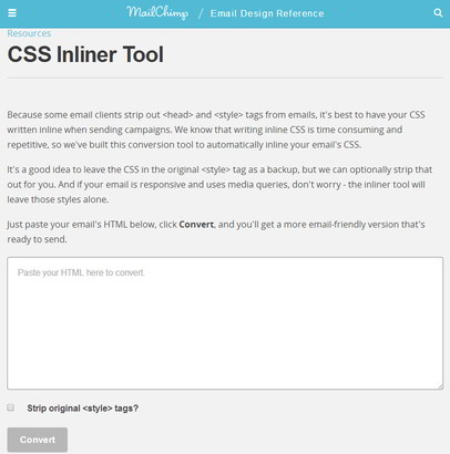 Using Mailchimp's CSS Inliner Tool for email design