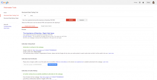 Google Structured Data Testing Tool