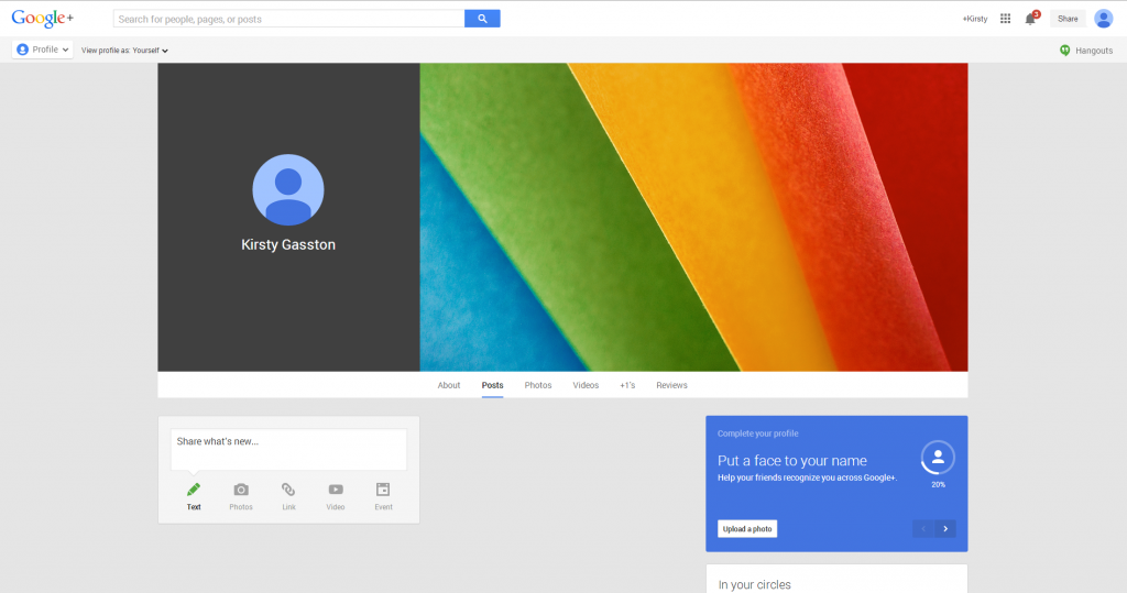 Personal Google Plus Profile Setup