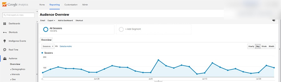 Screenshot of Google Analytics Overview Page