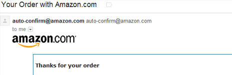 Amazon order confirmation email