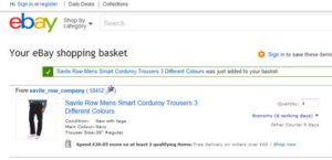 Example of Ebay shopping basket with products