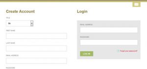 Customer login form next to register form on Fish Records