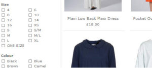 Asos have a clear, easy-to-use filtering system on categories.