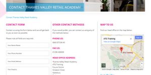 TVRA contact page, with form, other methods and map